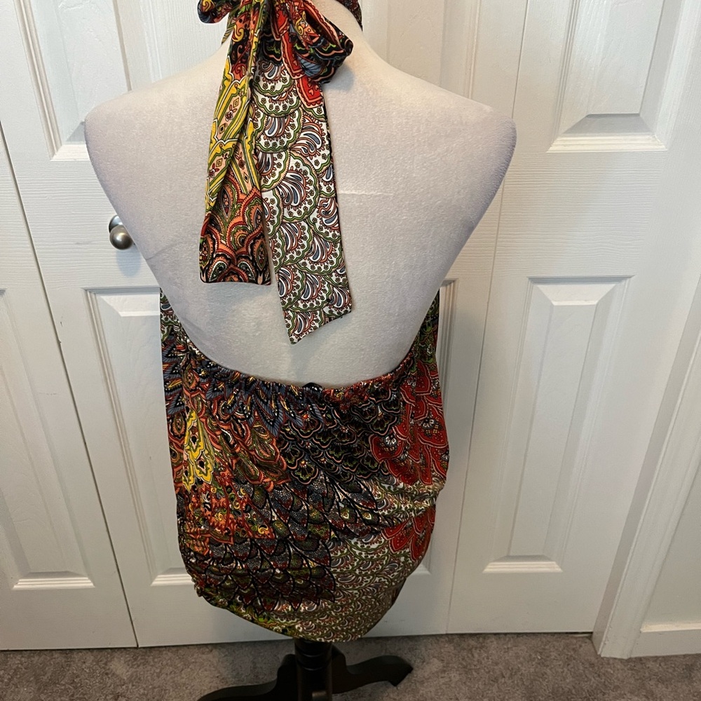 Joseph Ribkoff size 10 Sleeveless Halter Printed Party Top - Picture 9 of 16